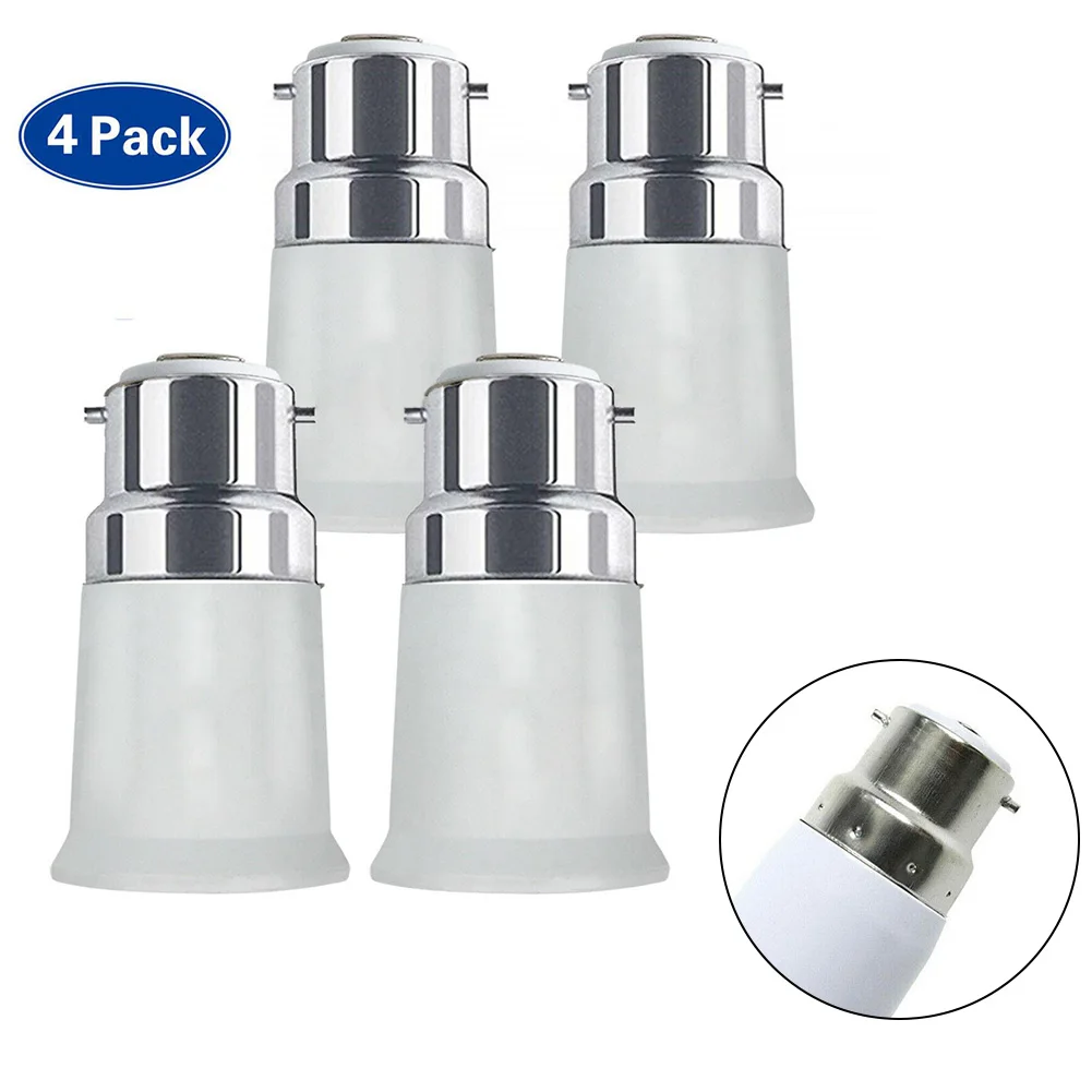 4pcs B22 To E27 Adapter Edison Screw Light Bulb Adaptor Converter LED Lamp Holder Conversion Bulb Base Lighting Accessories