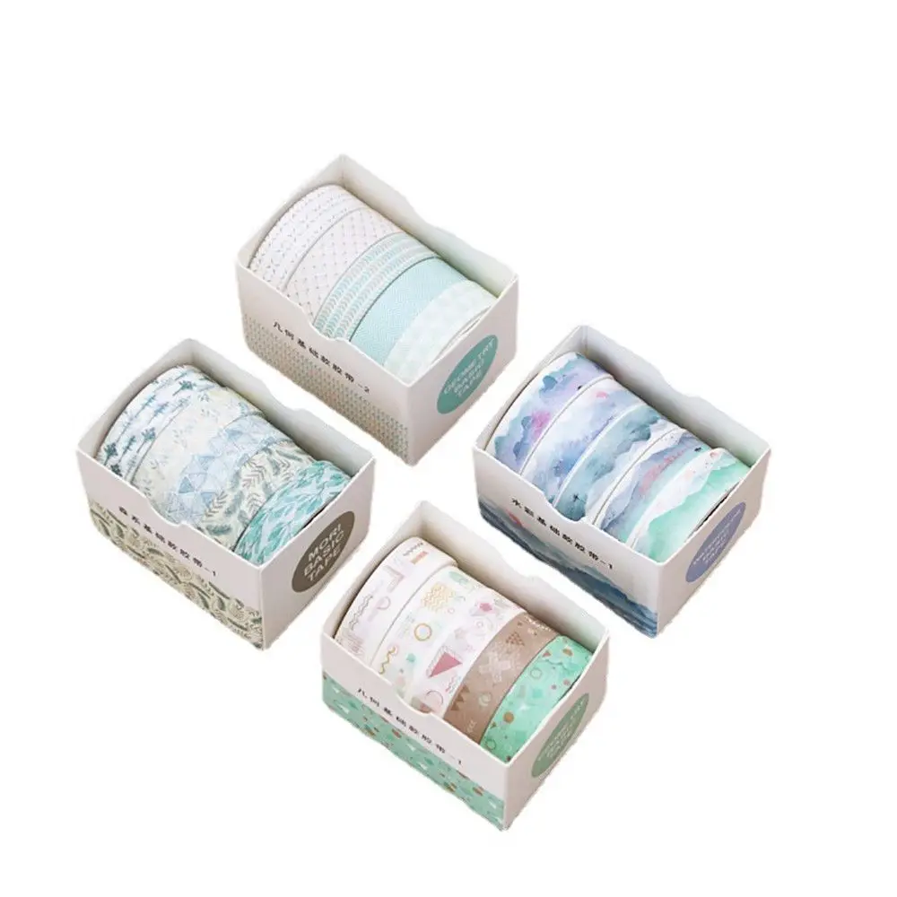 Fita adesiva adesiva, fita Washi, papelaria bonito, Scrapbooking decorativo escolar, 5 rolos por caixa