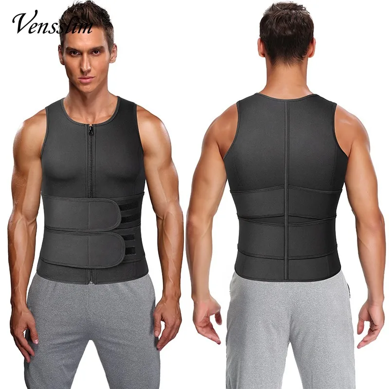 Men Waist Trainer Slimming Vest Sauna Sweat Compression Workout Shirts Fat Burner Stomach Slim Body Shaper Weight Loss Suit