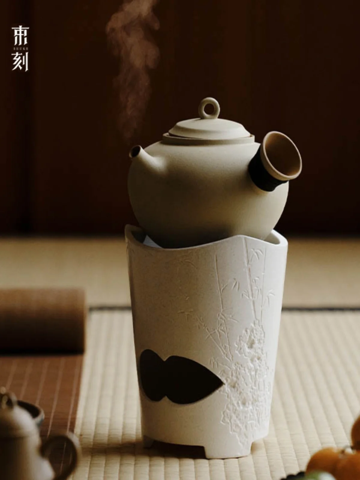 

Handmade Purple Clay Tea Pot by uke Cerc Traditional Japanese Sle f Handmade Yellow Clay Retro Tea Stove for Brewin...
