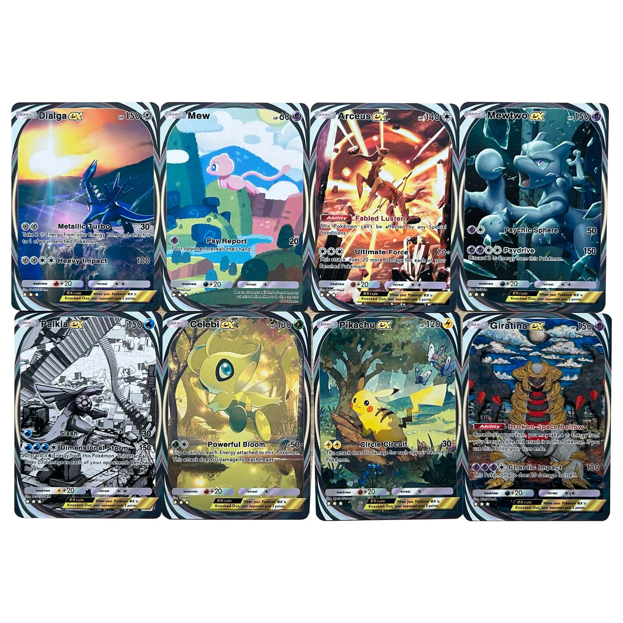 

8Pcs/set Diy Ptcg English Version Pocket Mew Dialga Ex Collection Card Classic Limited Edition Mewtwo Giratina Anime Card Gift