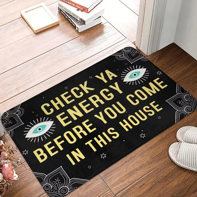 Vintage Gold Evil Eye Welcome Mat, Soft, Non-Slip Indoor/Outdoor Entryway Rug and Bathroom Door Mat, Home Decor