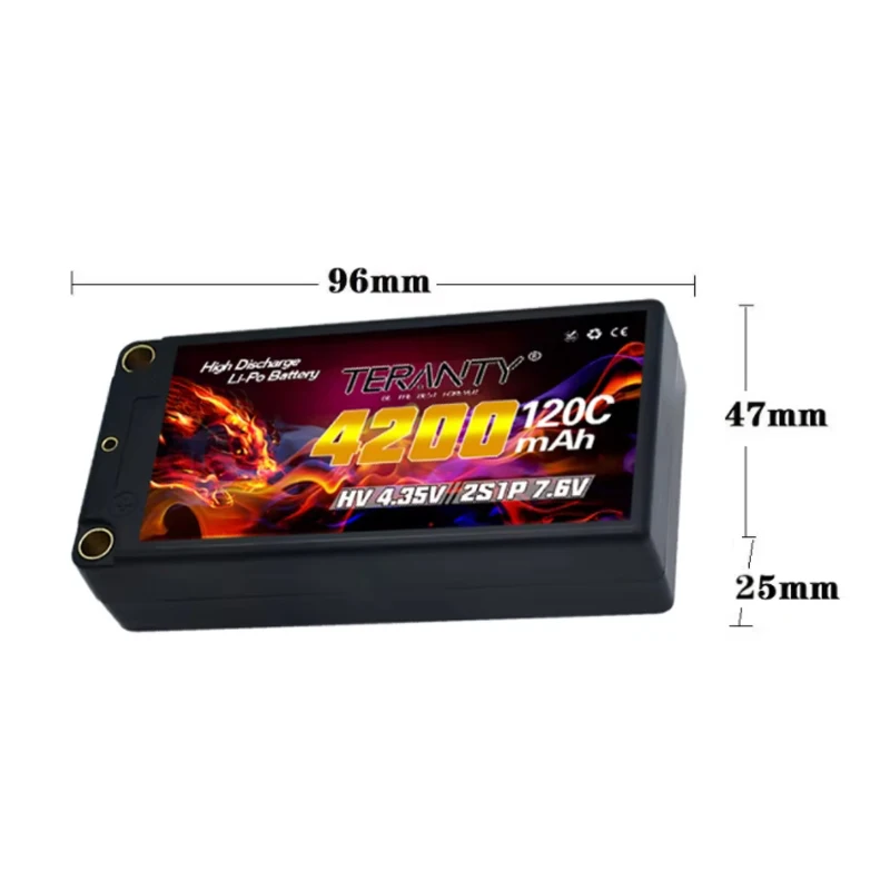 TERANTY-Batterie Lipo 7.6V 2S, 4200mAh, 120C HV, mise à niveau, compatible avec télécommande 1/10, modèle RC de course, réservoir au lithium