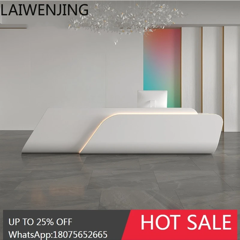 HLZ Irregular Shape Painted Front Desk Reception Desk European Style Sales Office Mall Hotel Service Desk