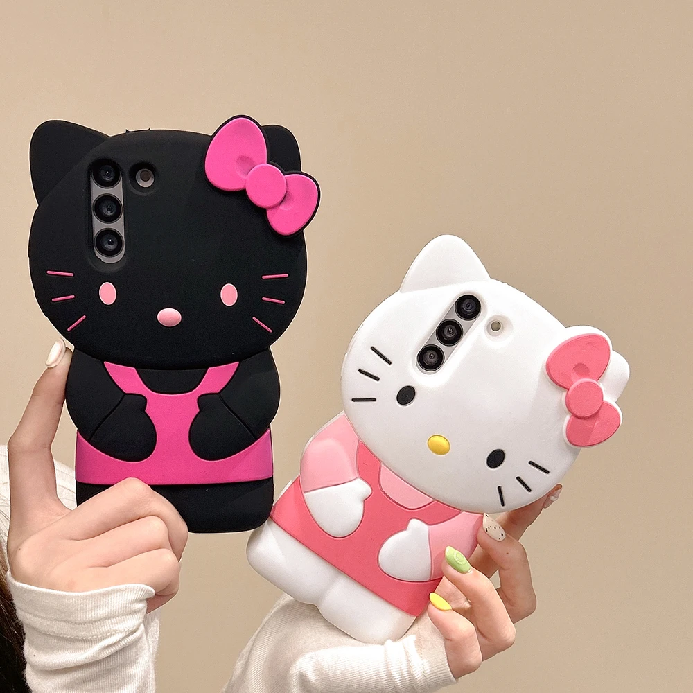 For Samsung Galaxy S20 S21 S22 S23 S24 FE Ultra Plus A14 A15 A16 A24 A25 A26 A34 A35 A36 A54 A55 Bow Hello Kitty Soft Cover Case - náhled 2