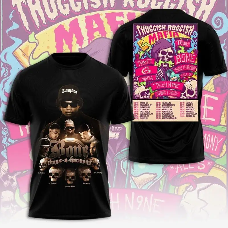 3D футболка Bone Thugs N Harmony The Thuggish Ruggish Mafia Tour 2025