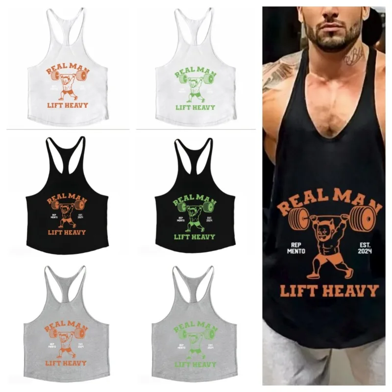 

I-образный жилет без рукавов впитывает пот и показывает мышцы упражнений, свободные и дышащие фитнес-тренировки, мужской топ для фитнеса