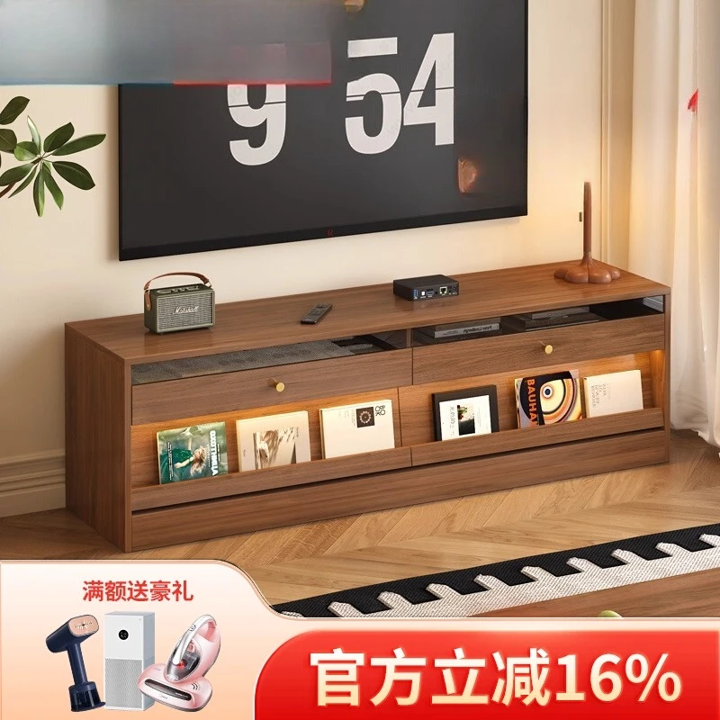 

TV cabinet living room 2025 new home floor storage locker integrated walnut TV cabinet D134
