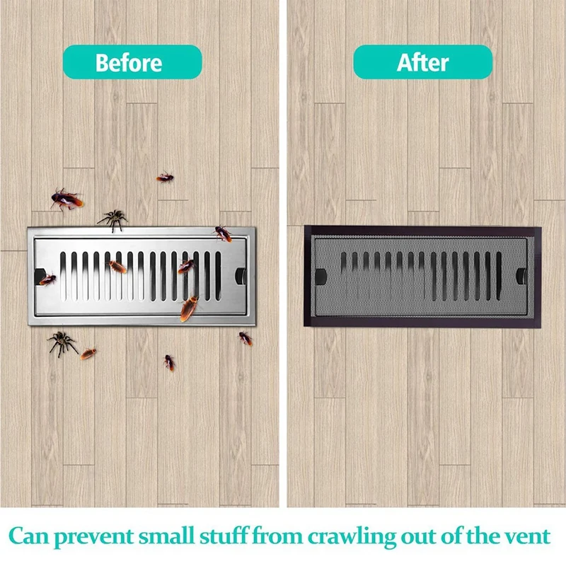 Floor Vent Covers Magnetic PVC Vent Mesh Cover, 4Pack Black Air Vent Screen Cover Floor Vent Cover