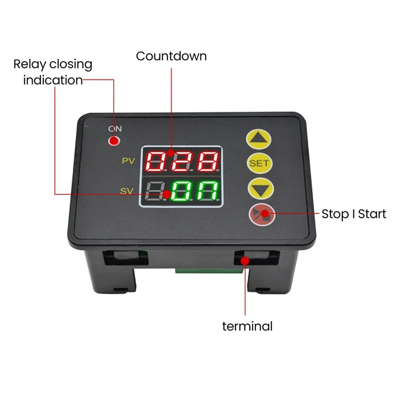 ABGN 0-999S/دقيقة/ساعة مفتاح تأخير الوقت الرقمي مرحل T2310 وحدة التحكم في الوقت المفتوح مصدر الطاقة