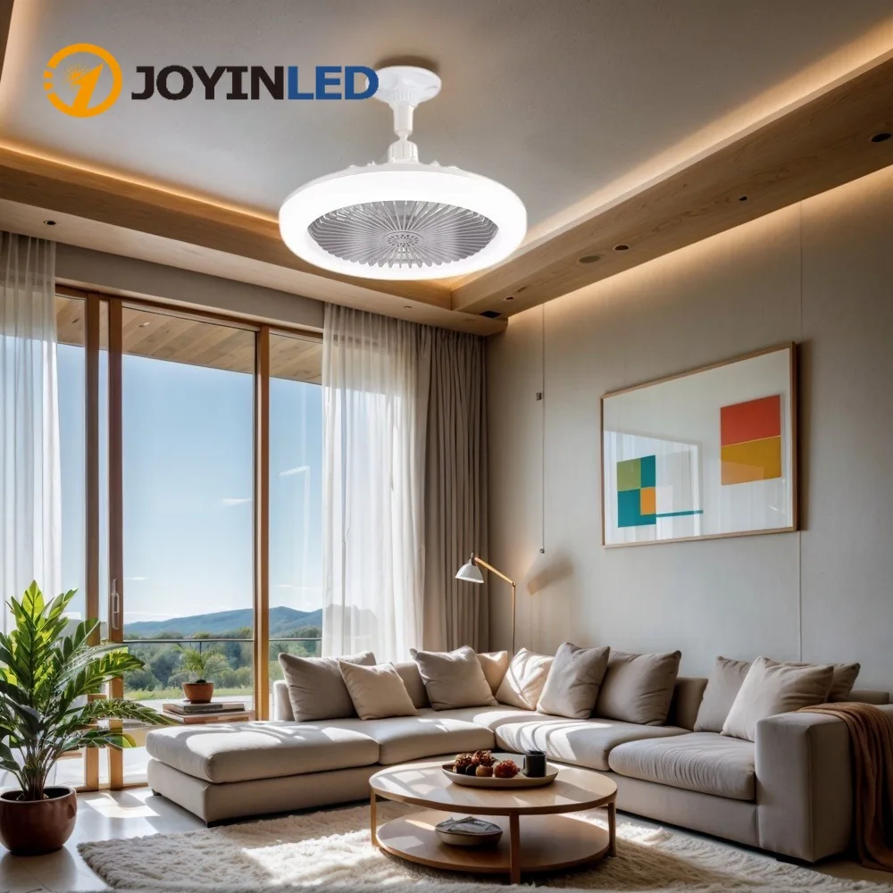 

25cm Mini Rotatable Head Chandelier Fans White 20W E27/E26 Socket Ceiling Fan Lamp with Remote Control for Bedroom Decor