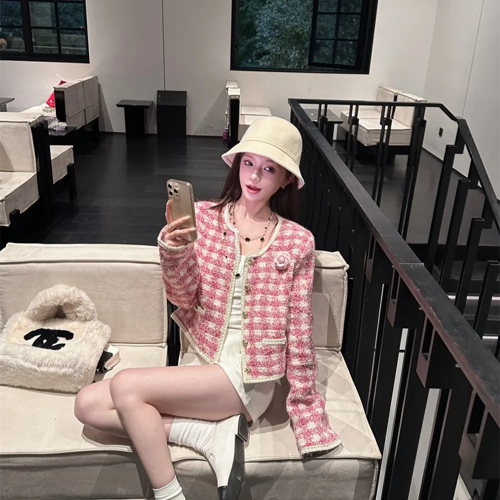 

Новая стеганая французская клетчатая куртка с длинными рукавами, женские осенне-зимние свободные пальто знаменитостей с темпераментом