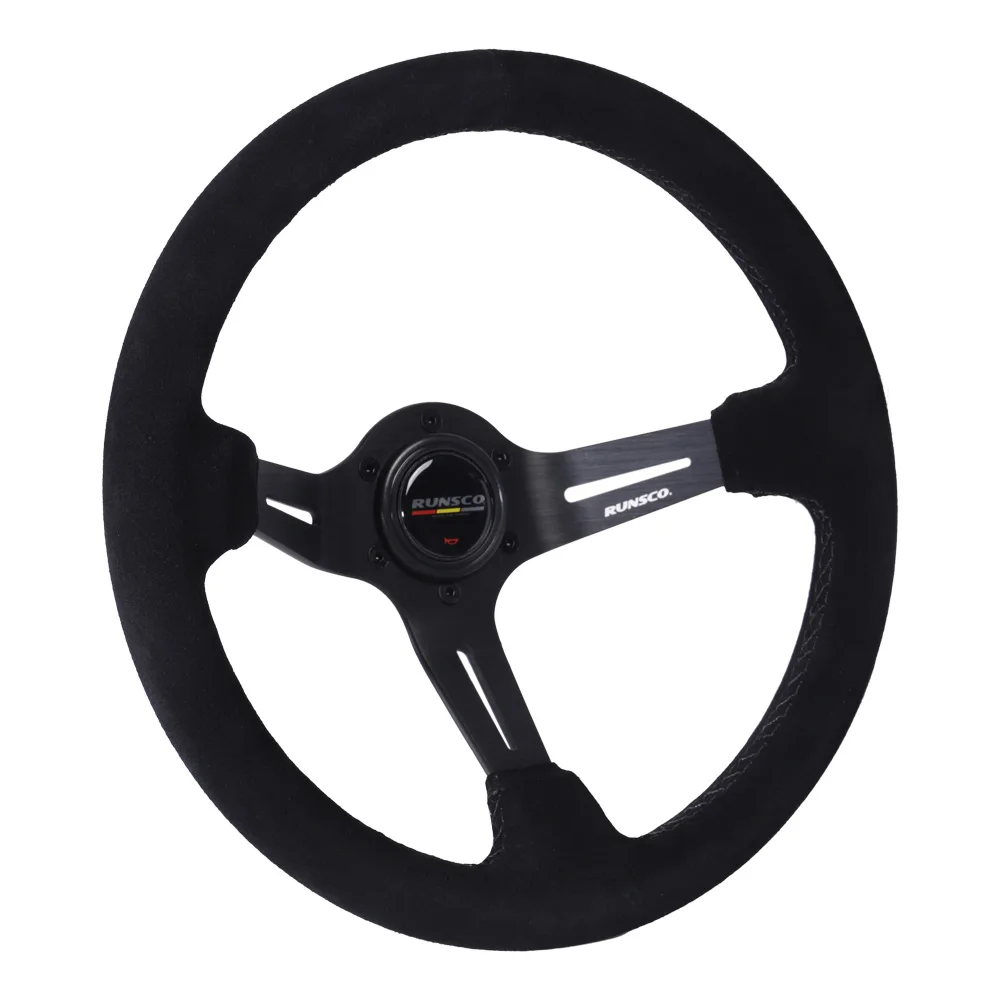 14Inch Racing Steering Wheel Suede Sport Steering Wheel Racing Simulator Pc Game Drift Steering Wheel