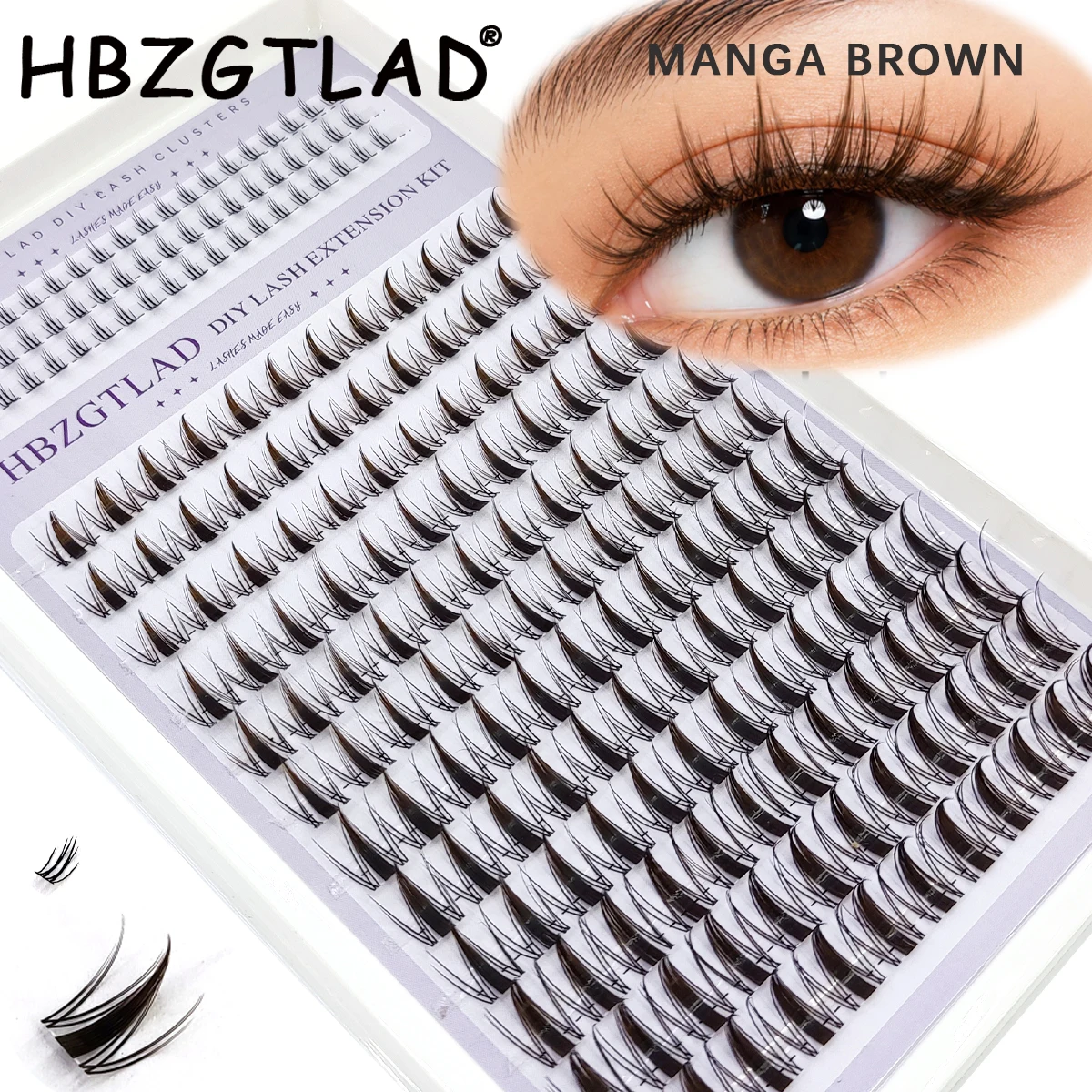 Eyelash Extension Anime Style - Black brown mixed comic style eyelash