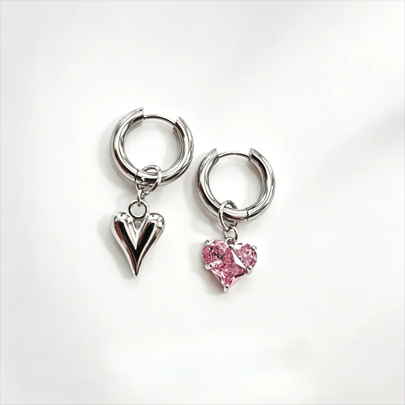 

Exquisite Asymmetrical Heart Earrings Minimalist Sweet Cool Design Versatile Daily Ear Ornaments Fashion Women Jewelry