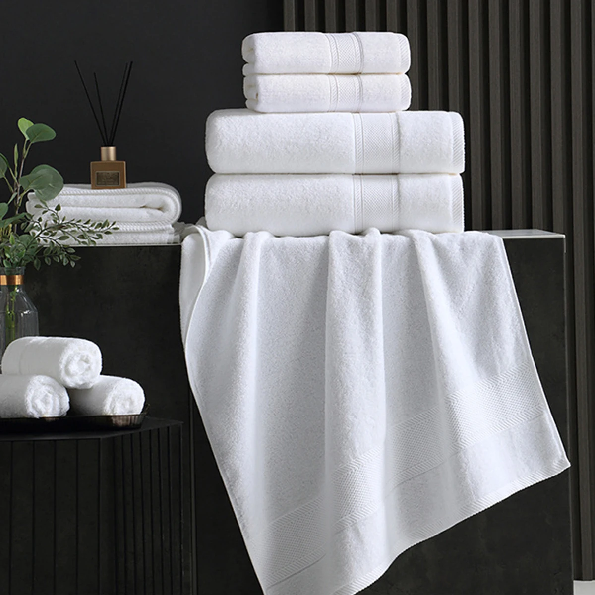 3 Pcs/set Cotton White Shower Towels Bath Towel for Adults High Absorbent Home Hotel Pure Thick Towels Bathroom Bath Towel