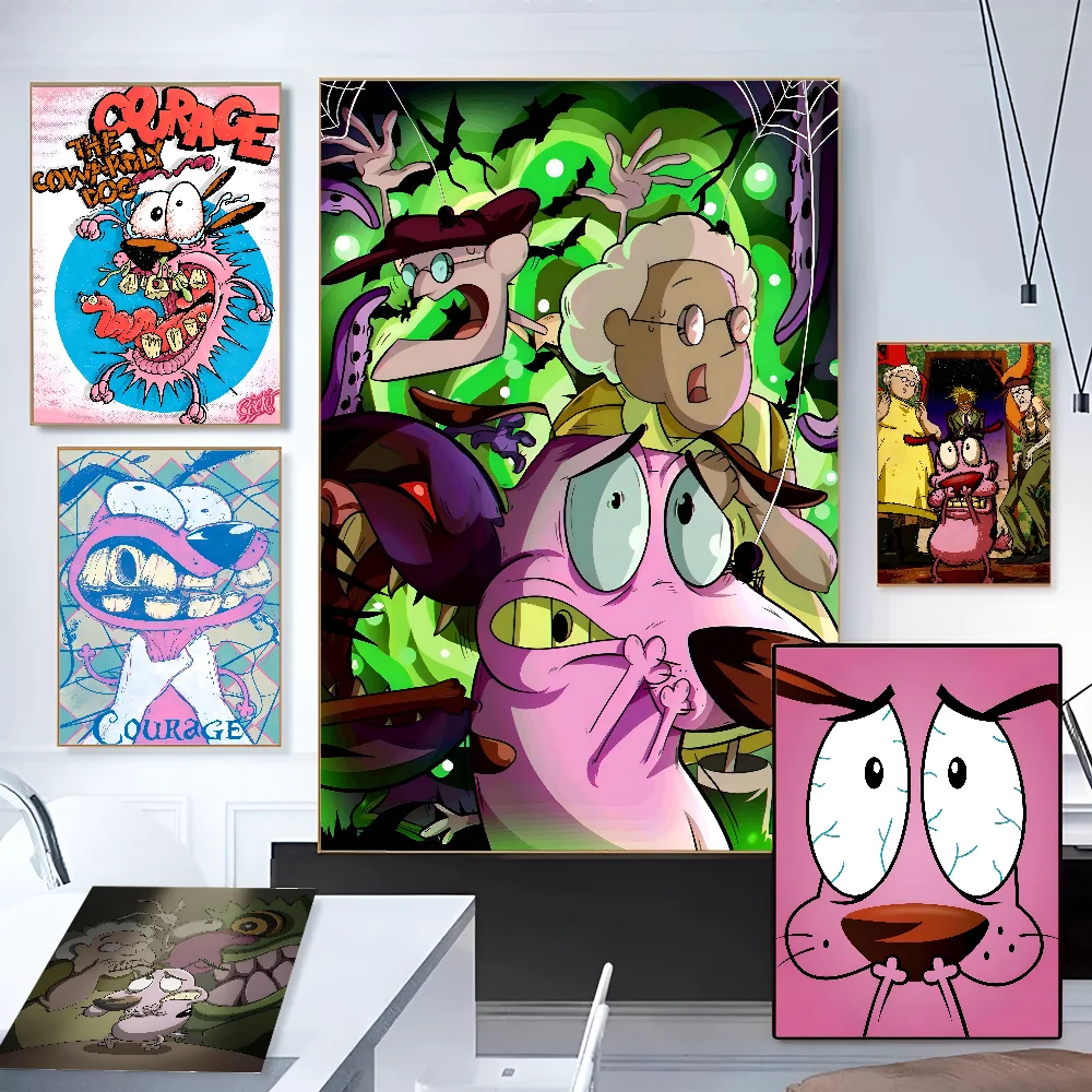 Courage The C-Cowardly D-Dog Poster Paper Print Home Living Room Bedroom Entrance Bar Cafe Art Painting Decoration