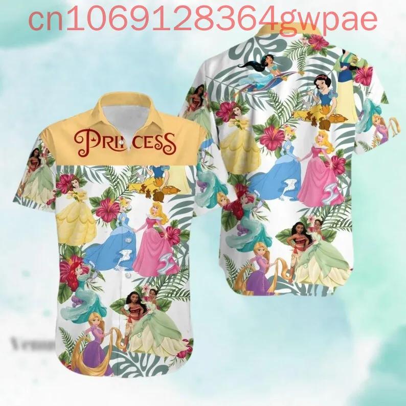 Фото Гавайские рубашки Disney «Белоснежка и Моана», мужские и женские детские летние повседневные пляжные рубашки с короткими рукавами Grumpy Dwarf