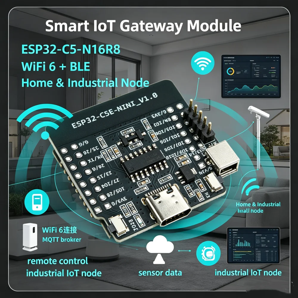 ESP32-C5-N16R8 2.4GHz 5GHz dual-band WiFi Bluetooth 6.0 Development Board CH340C Driver For IoT Type C Port