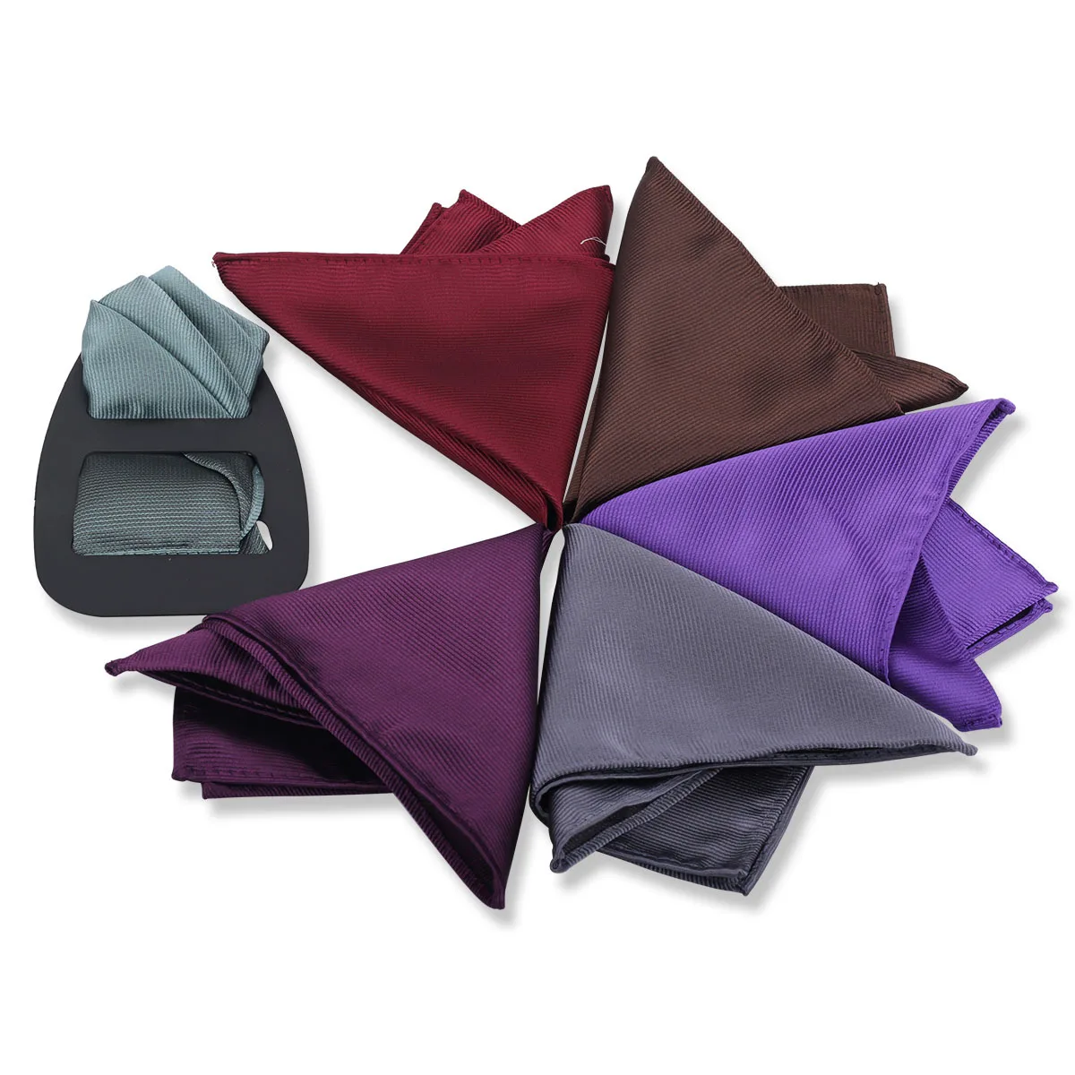 بدلة عمل رجالية جيب مربعة على الطراز البريطاني ديكور رسمي منديل مخطط لامع