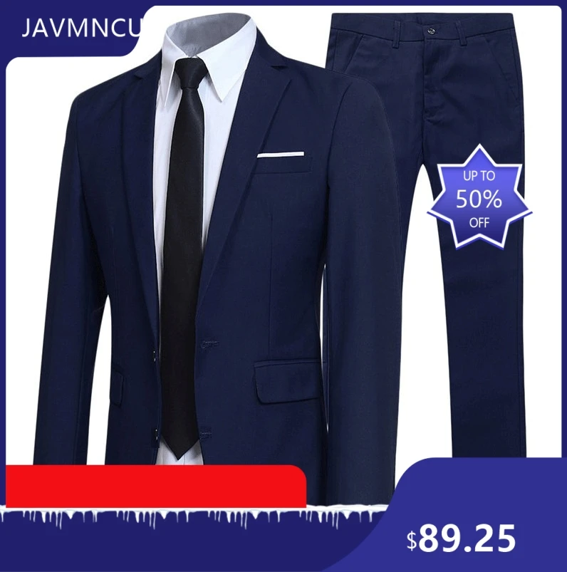Men's Premium Business Formal Suit Slim Fit Wedding Groom Groomsmen Outfit Spring Autumn Plus Size