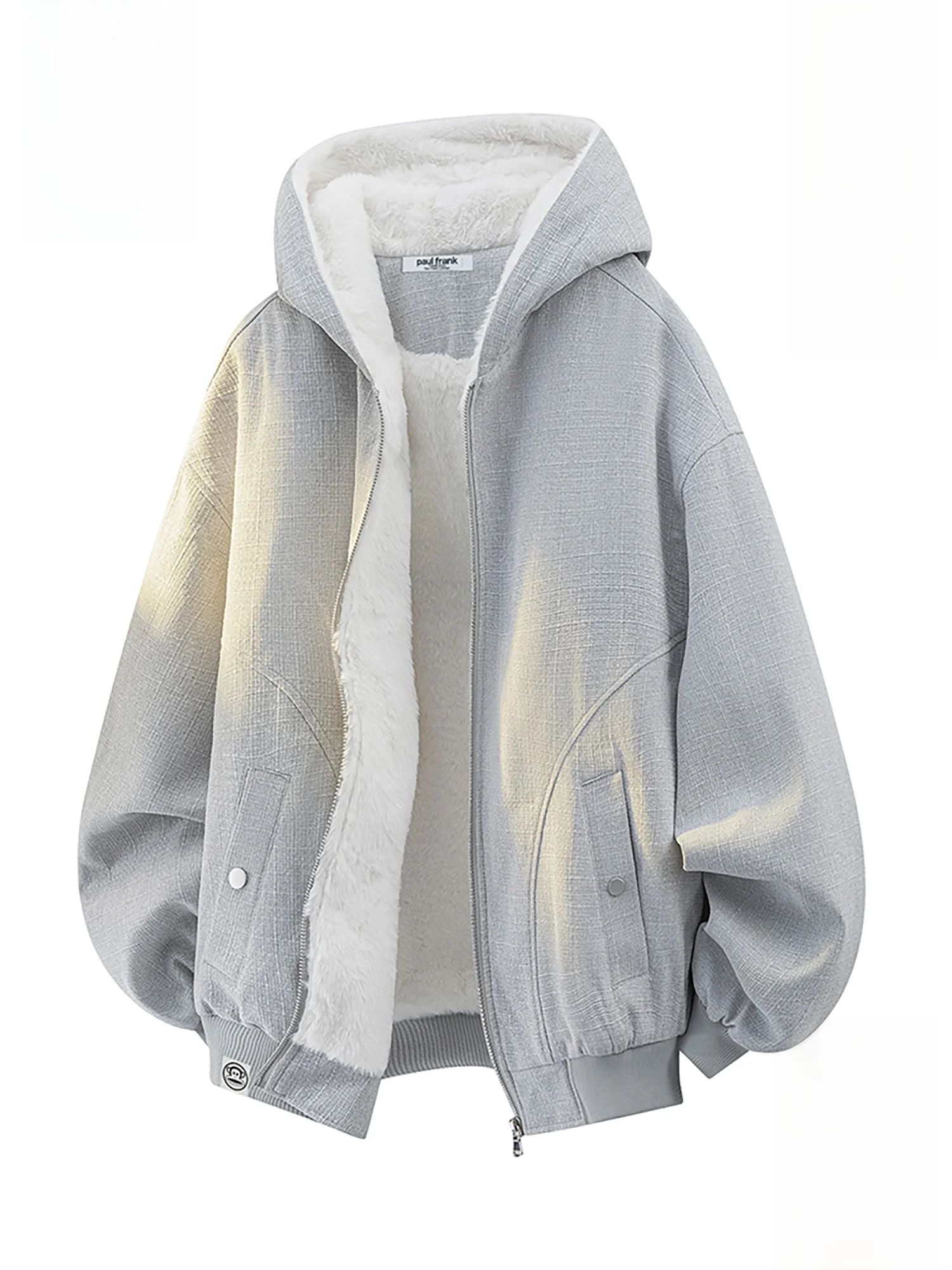 

PaulFrank Men's Fce Lined Hoodie Winter Warm Loose Casual Jaet Large Mouth Monkey Pattern Zipper Closure Polyester Fiber