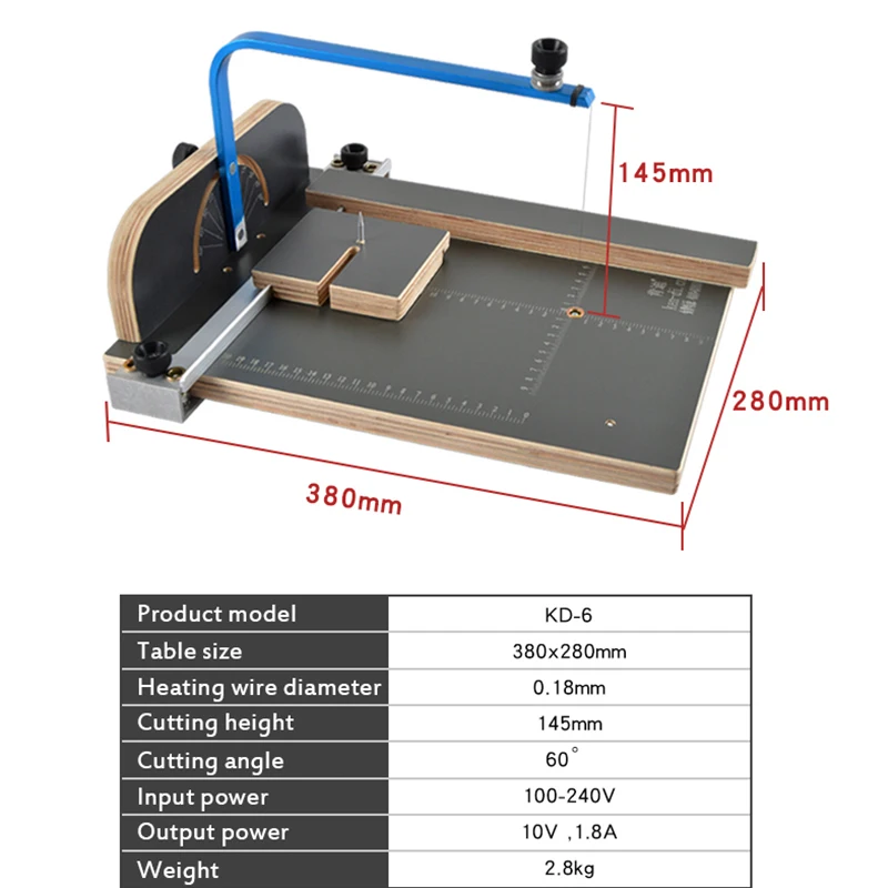 Electric Hot Wire Low Density Sponge Cutting Machine Styrofoam Cutting Table Household Lightweight Foam Cutter AC 100-240V