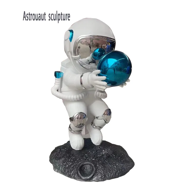 unique Creative Astronaut Rabbit Welcome Landing Ornaments Home Ornaments Space Rabbit Sculpture Mall Hotel Opening Gifts