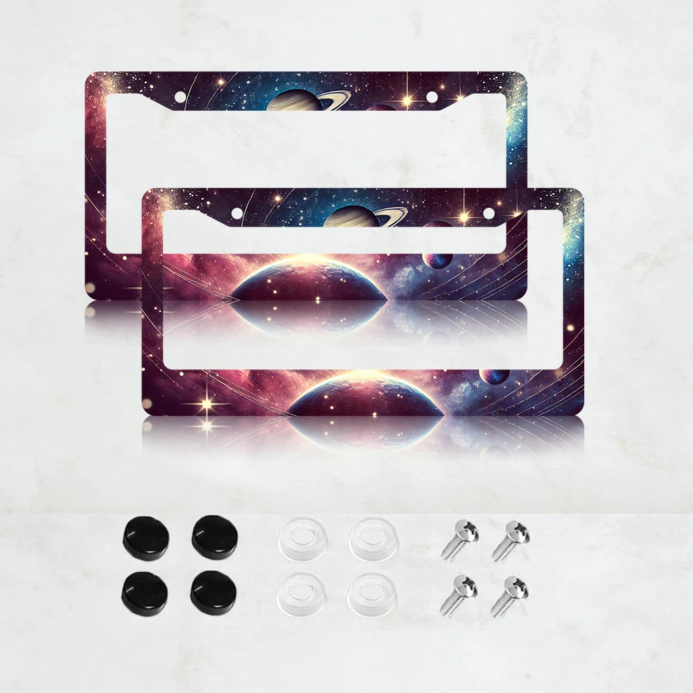 

2 шт. забавные алюминиевые рамки для номерных знаков в форме луны - стандартный размер США 6 x 12 дюймов, декоративные рамки для автомобильных номерных знаков