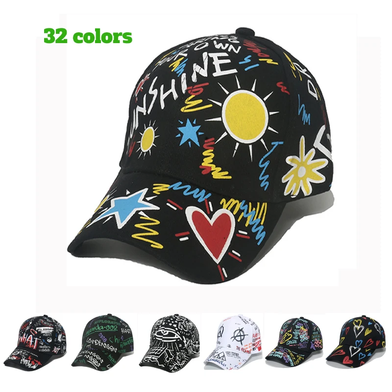 Fashion Unisex Graffiti printing Baseball Cap Men Women Outdoor Cotton Casquatte Hat Summer Adjustable Sun Hats Hip Hop Gorras