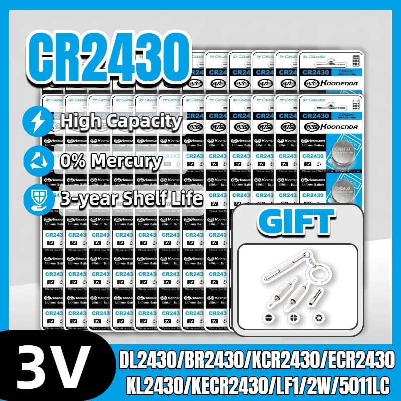 

Universal 3V CR2430 Lithium Battery for Watches, Scales, Calculators, Toys, Keys - Long-Lasting 400mAh DL2430 BR2430 Replacement