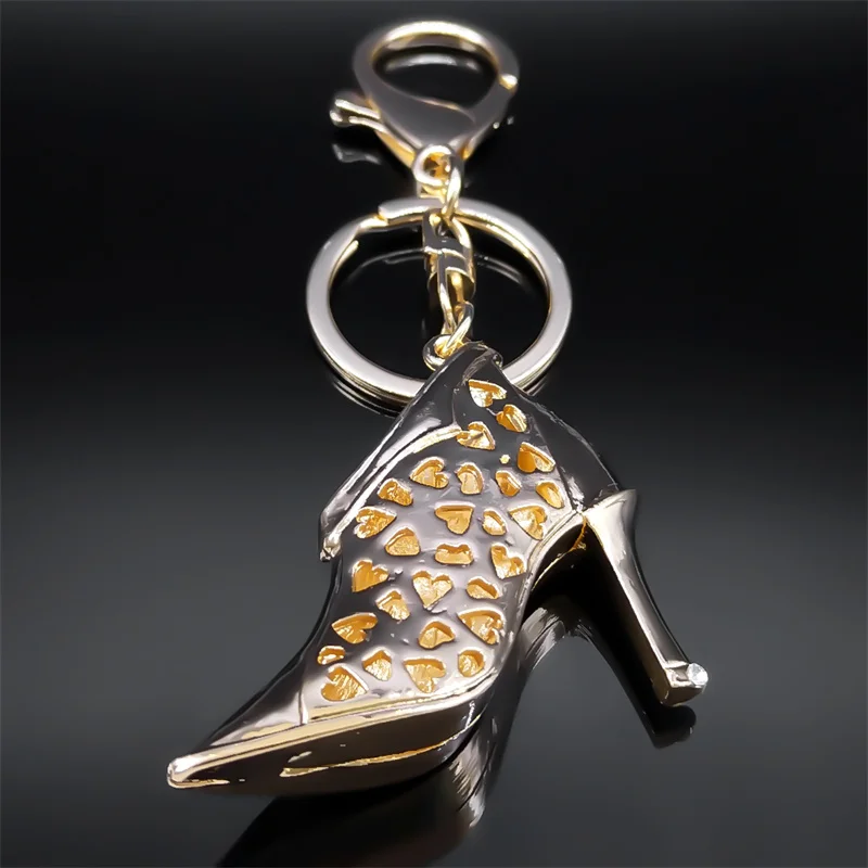 Fashion High Heel Shoe Keychain for Women Alloy Rhinestone Crystal Purse Car Key Chain Ring Holder Charm Jewelry Gifts K9230S05