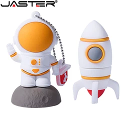 JASTER Astronaut USB Flash Drives 128GB Creative Cool Gift Pen Drive 64GB Free Key Chain Memory Stick 32GB White Pendrive 16GB