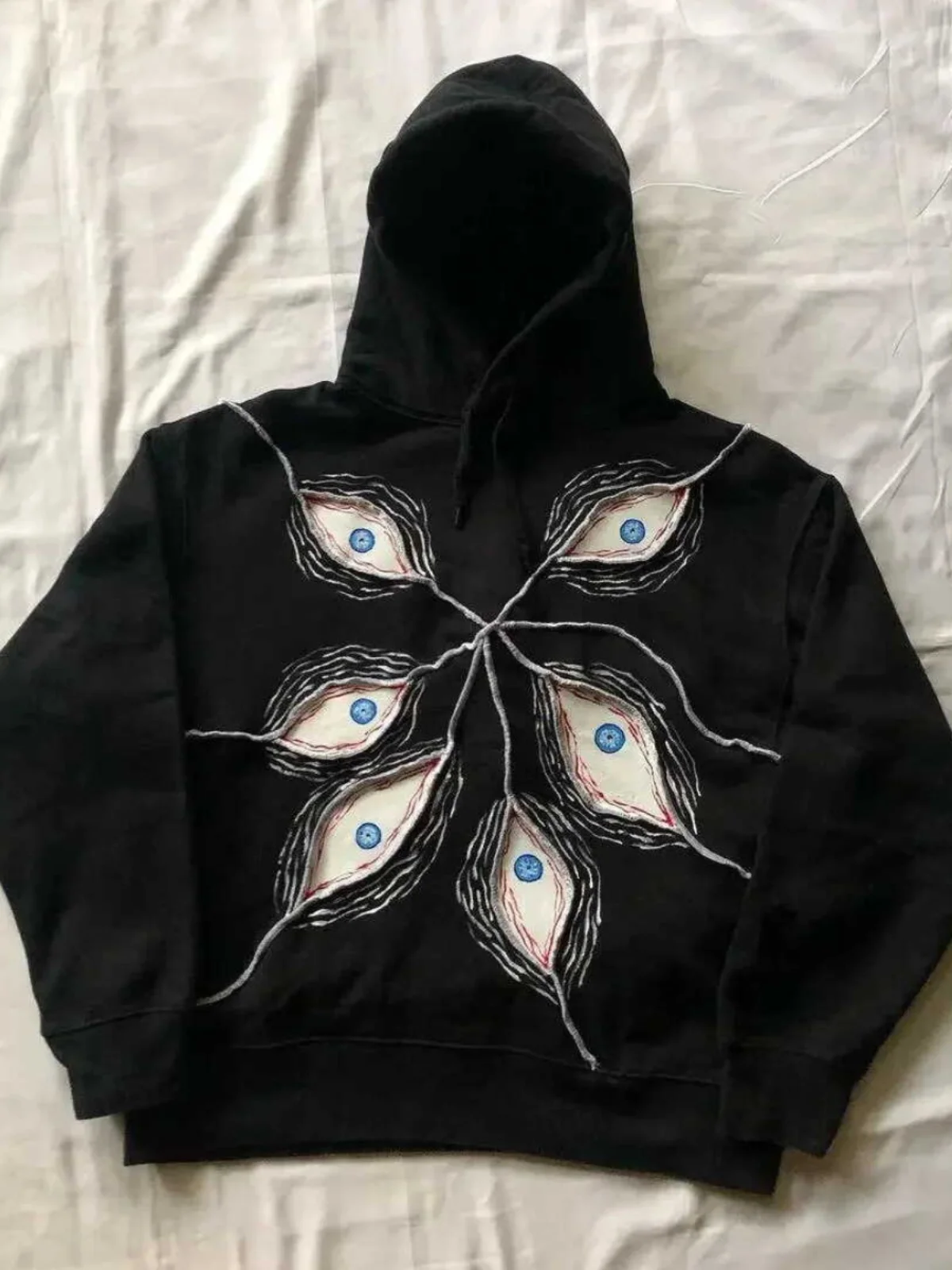 Y2K Dark Punk Zippered Jacket Devil's Eye Hoodie Sweatshirt Youth Autumn Winter Thin Model No Brand Regular Sleeve Type
