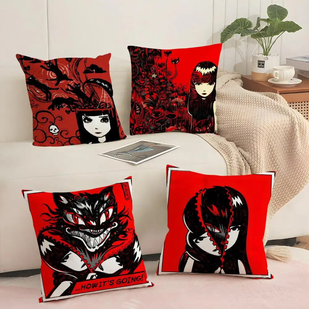 E-Emily The S-Strange Cushion Cover Silky Short Plush Sofa Pillow Cover Hidden Zipper Soft Dustproof Case for Home Decor