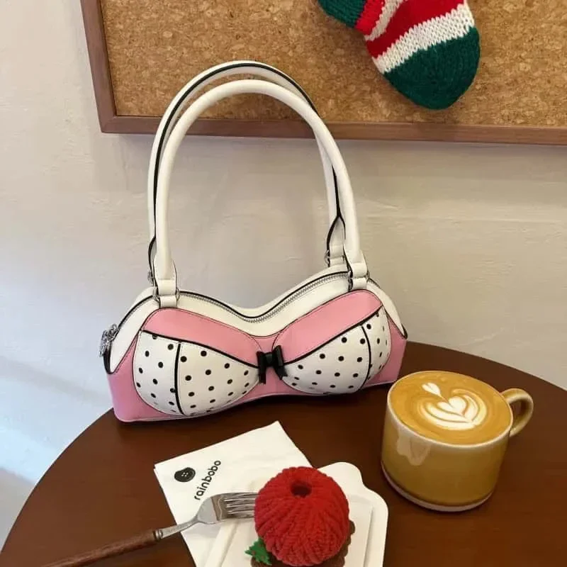 Kreative Genie Handtasche Y2k Mode Polka Dot Schleifenmuster Damen Schultertasche Designer Nischen-Vielseitige Lustige Neue Achseltasche – Detail 7