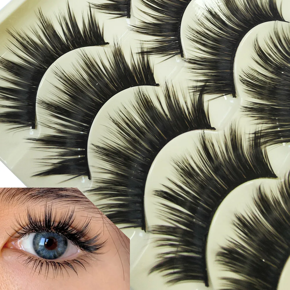 3D Eyelashes Set Soft False Eye Lashes Full Strip Fluffy Dramatic Look Long Thick Eyelash Extension Handmade Makeup Tools