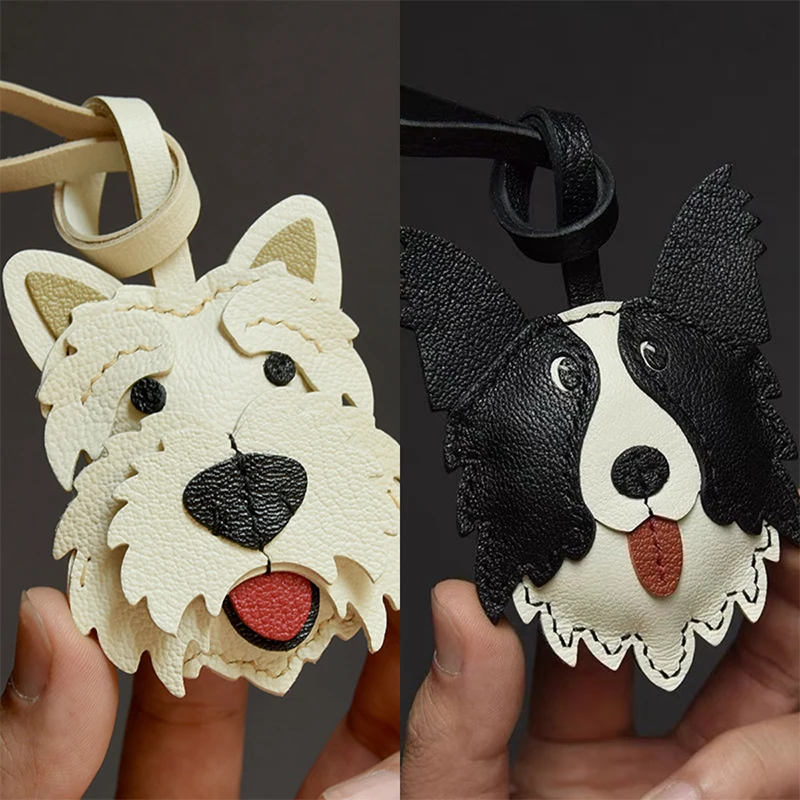 

Creative Imported Genuine Leather Handmade Dog Pendant Cute Puppy Handmade Leather Bag Pendant Cartoon Pet Dog Schoolbag Pendant