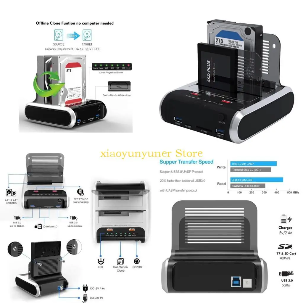 

P9JB 2 Bay HDD Docking Station with Clones, to USB3.0, 2.5, 3.5 ''SSD