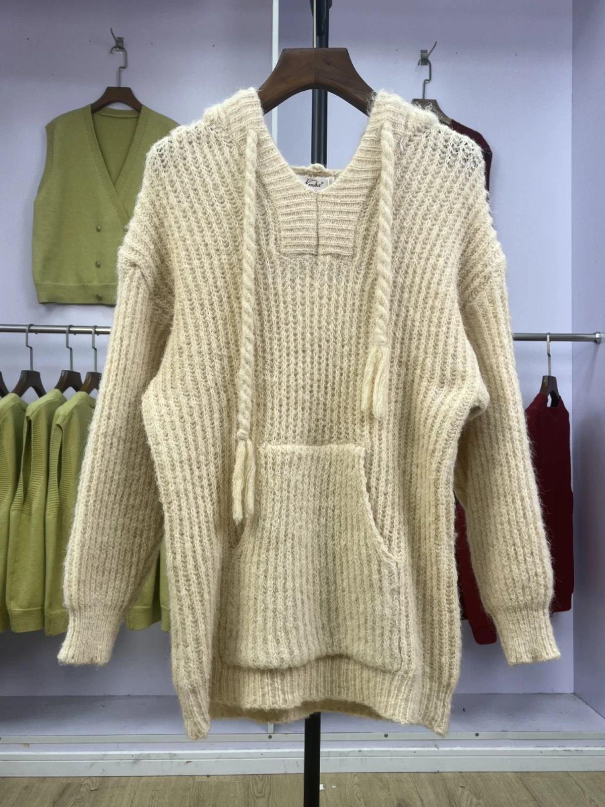 

Casual Oversized Hoodie Knitted Sweater Dstring Soft Cozy Autumn Spring Faion Korean College Sle Women's Top