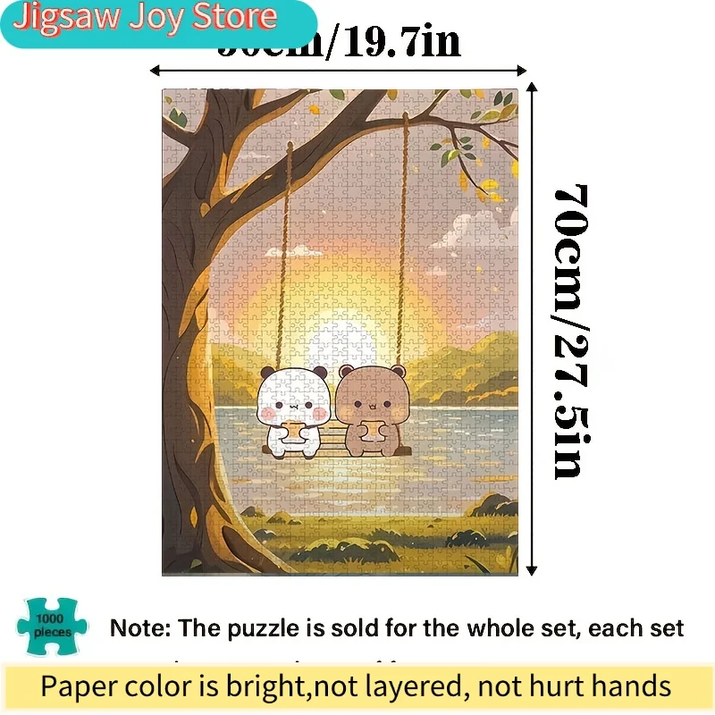 2026 New  Cartoon Couple Bears Bubu and Dudu Puzzle - Beautiful Love Scene - Thick and Durable Seamless Design - Perfect Gift