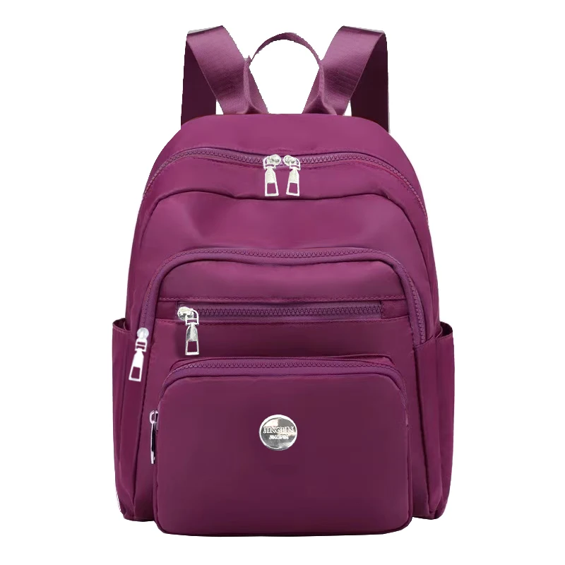 Schwarzbrauner klassischer kleiner Rucksack mit Gittermuster, mehrere Reißverschlusstaschen, lässiger modischer Tagesrucksack für Handy, Kosmetikartikel – Detail 7