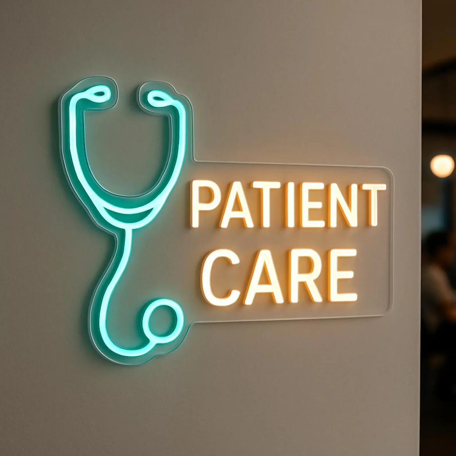 Patient Care and Stethoscope Neon Sign,Medical Clinics Neon Sign,Doctor's Office Led Sign,Gift Idea For Doctor,Hospital Decor