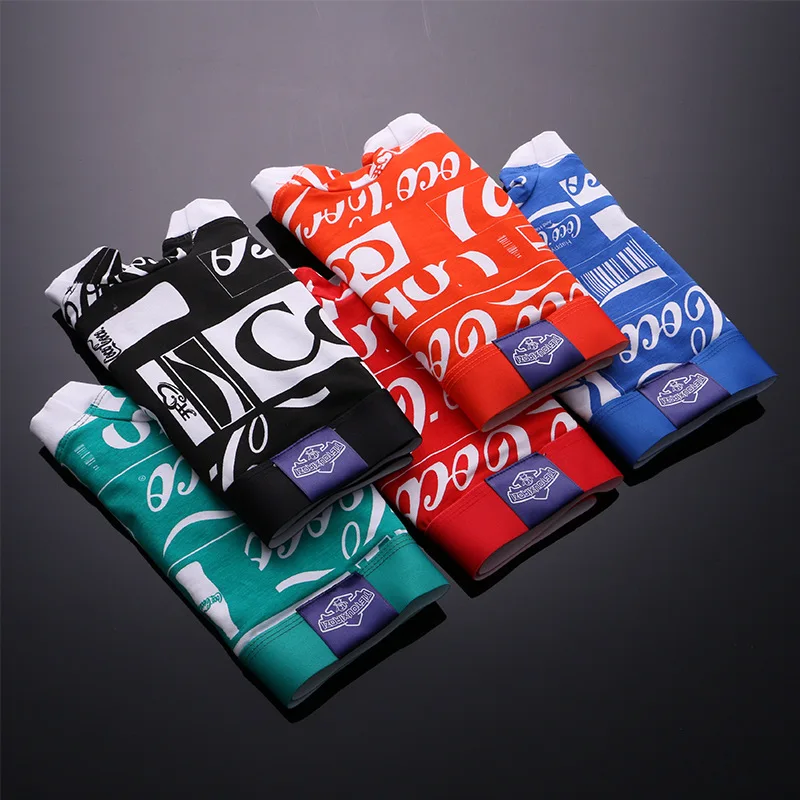 Printing Boxer Briefs Male Breathable Cotton Underwear Bulge Pouch Underpants Soft Panties Fashion Men Lingerie Boxer Shorts