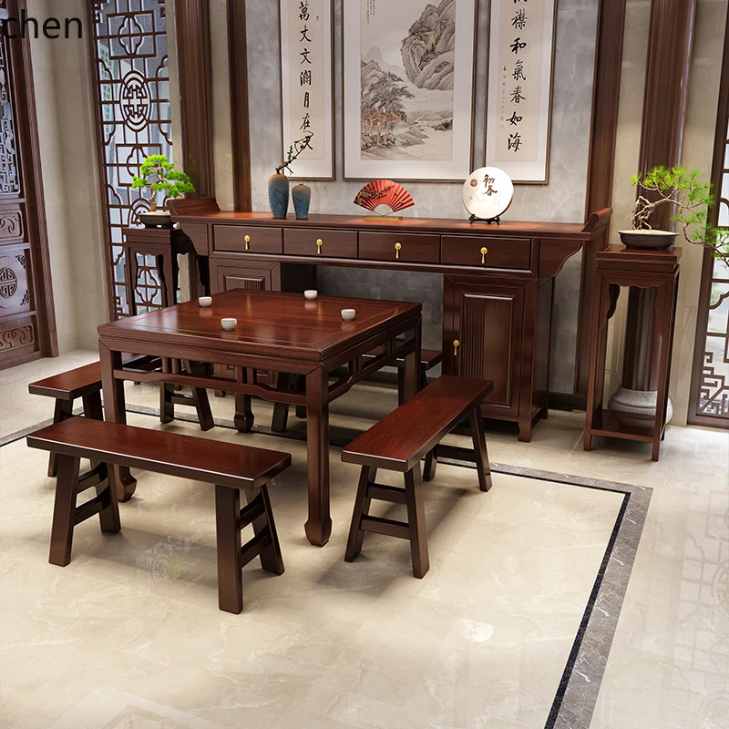

ZML solid wood shrine new Chinese-style God of Wealth cabinet Buddhist shrine nave six-piece rural table