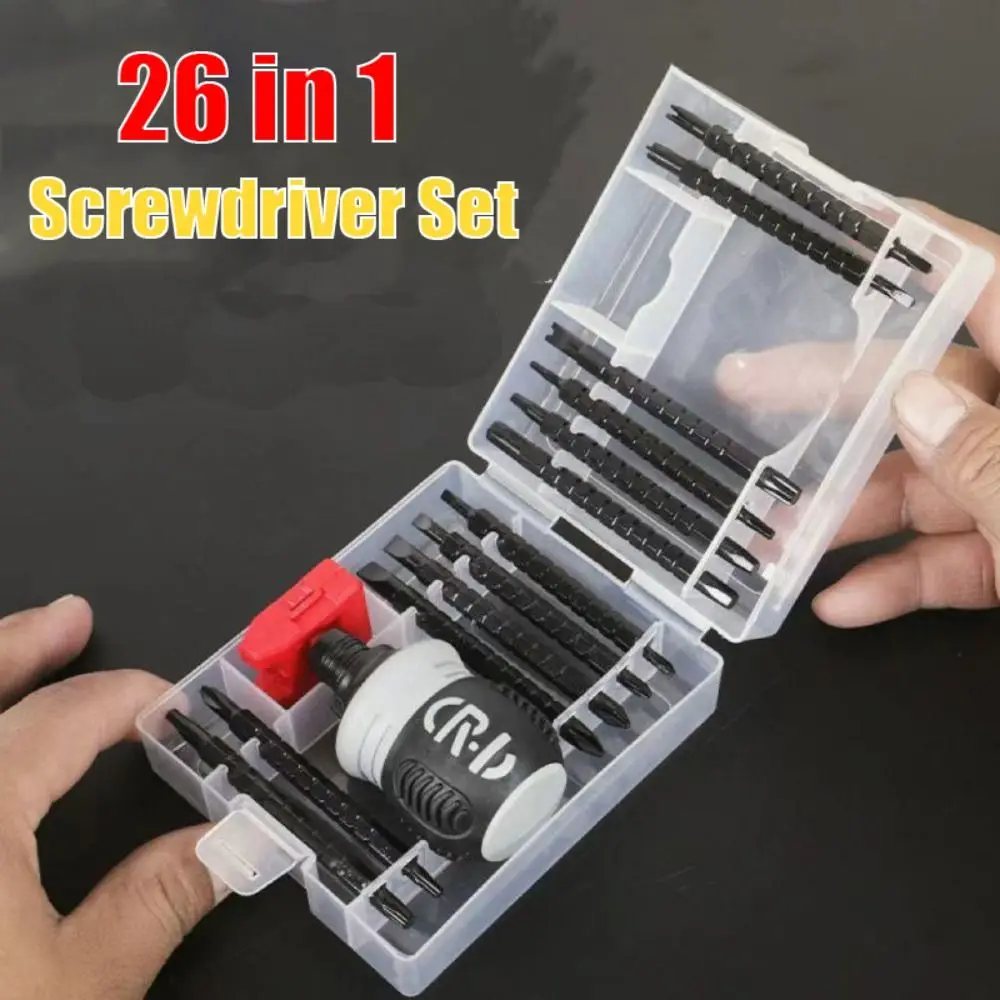 18/22/26-In-1 Household Ratchet Screwdriver Set Magnetic Dual-Purpose Batch Head Telescopic Labor-Saving Screwdriver Hand Tool