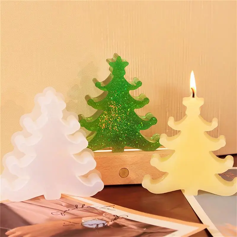 Christmas Tree Candle Silicone Mold DIY Christmas Aromatherapy Wax Love Angel Plaster Ornaments Decoration Molds For Resin