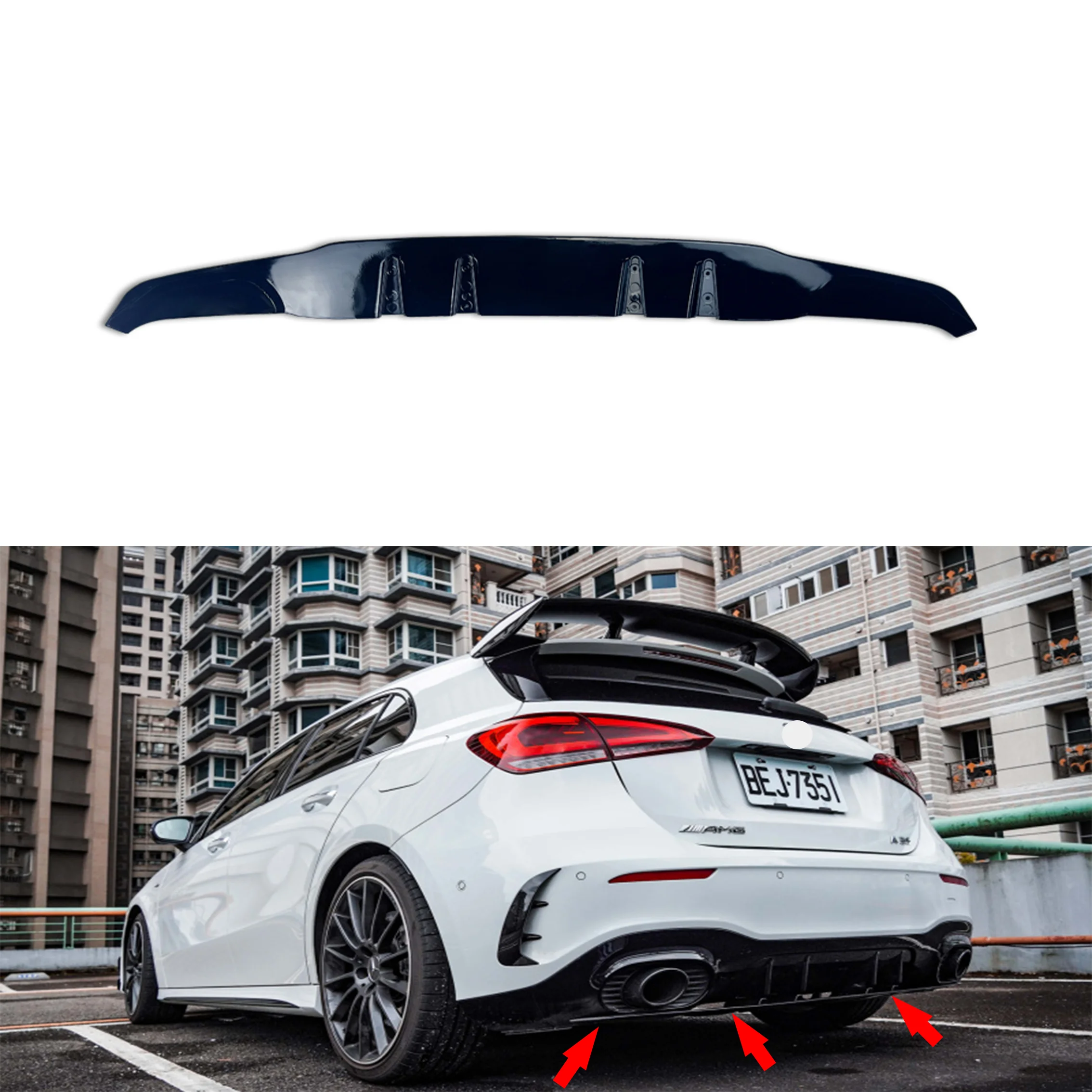 

Glossy Black Car Styling Rear Bumper Lip Diffuser Spoiler Splitter For Mercedes Benz W177 AMG Hatchback Sedan A35 A45 2019-2024