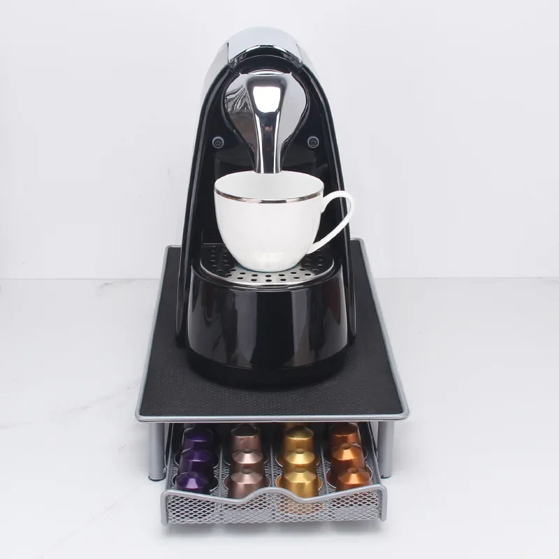 Coffee Pods Drawer Holder Hold 40 Capsules Countertop Metal Iron Art Coffee Pod Storage Rack Home Use Nespresso K-cups Storage