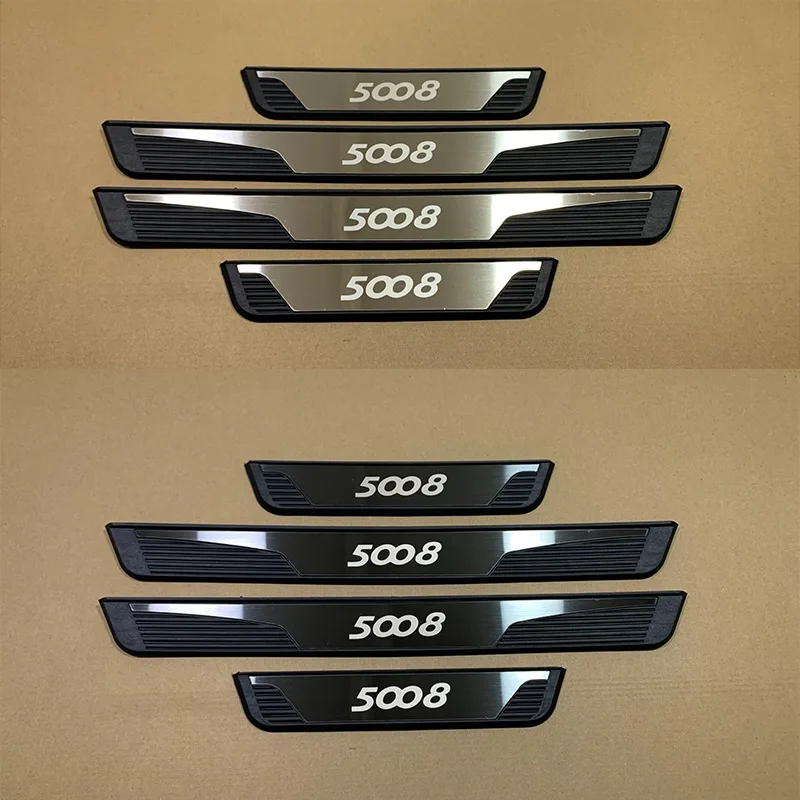 

For Peugeot 5008 GT 2016 2017 2018 2019 2020 Plastic Stainless Steel Car Door Sill Pedal Scuff Plate Decorative Cover Trims